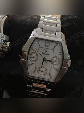 Bulova Silver and White Watch